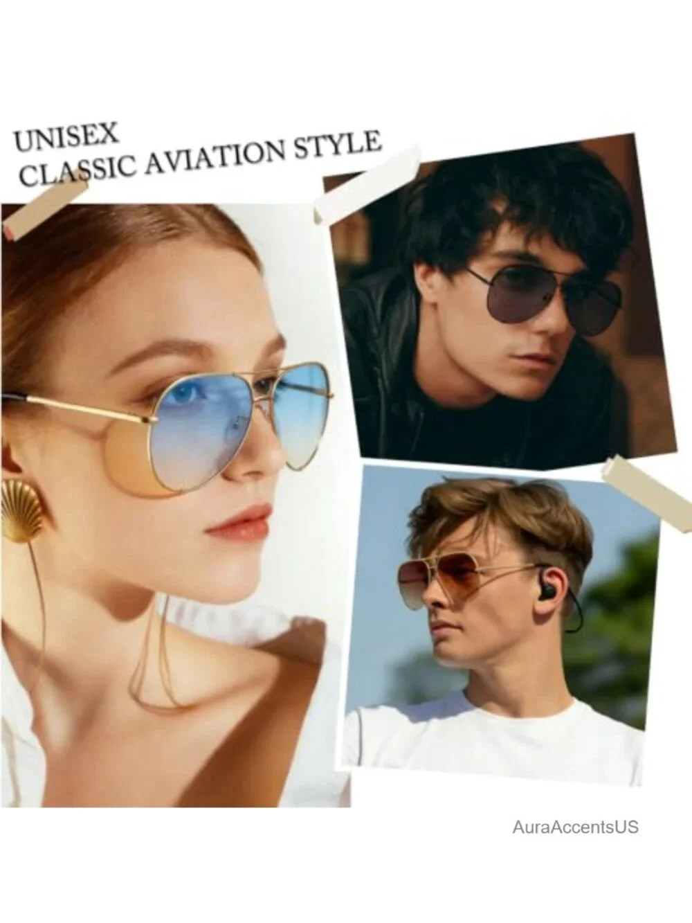 Oversized Pilot Sunglasses Metal Frame UV400 Protection Retro Aviation